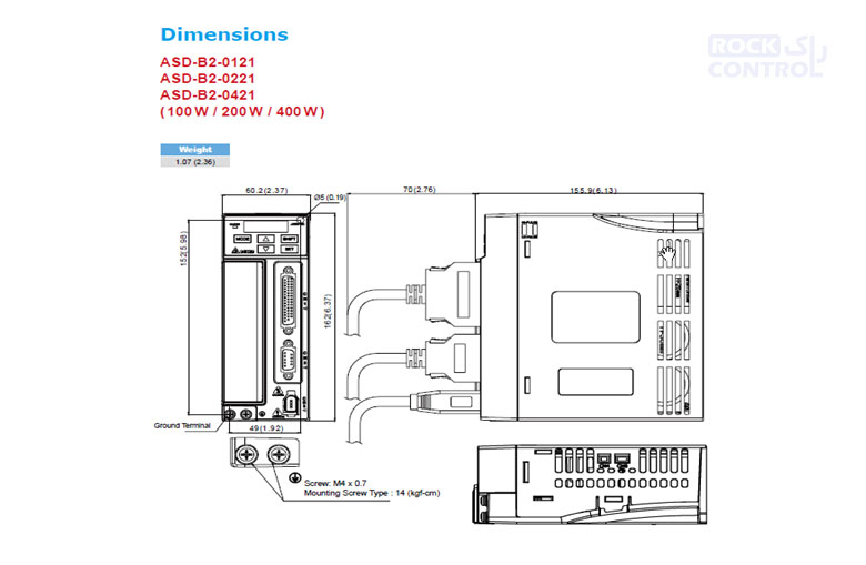 سرو-موتور-دلتا-ابعاد--B2-400W-3R-B-درایو